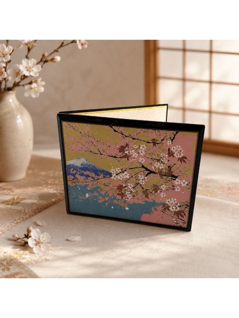 Vintage J.F Oberlin University Mt Fuji Cherry Blossom Japanese Art Picture Frame